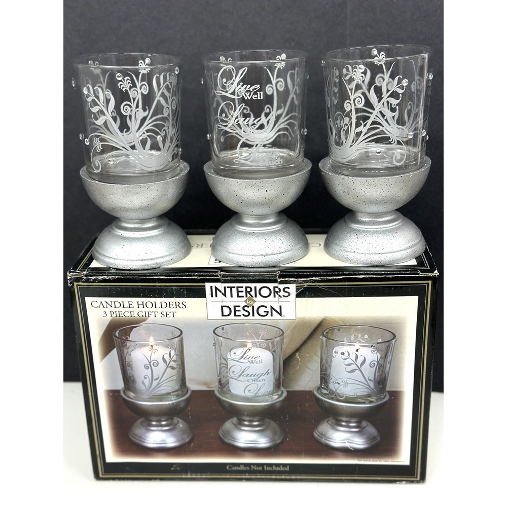 Candle Holders 3 La piece LIVE LAUGH LOVE Gift Set Interiors by Design 2013